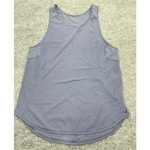 Lululemon Sculpt Tank Top Slate Blue Mesh Panel Curved Hem Activewear Womens
